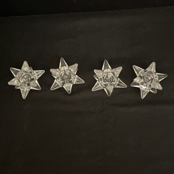 Williams Sonoma Moravian Clear Glass Taper Candle Holders Set of 4 - Picture 4 of 6